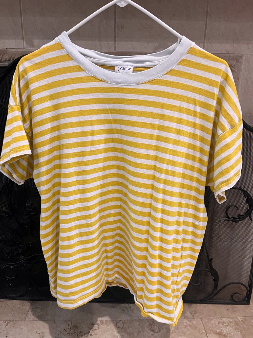 J.Crew Women’s Yellow & White Striped Tee Size L